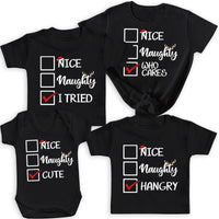 PERSONALISED Nice, Naughty Or... - Family Matching Christmas Tops - Adult, Kids & Baby - (Sold Separately)