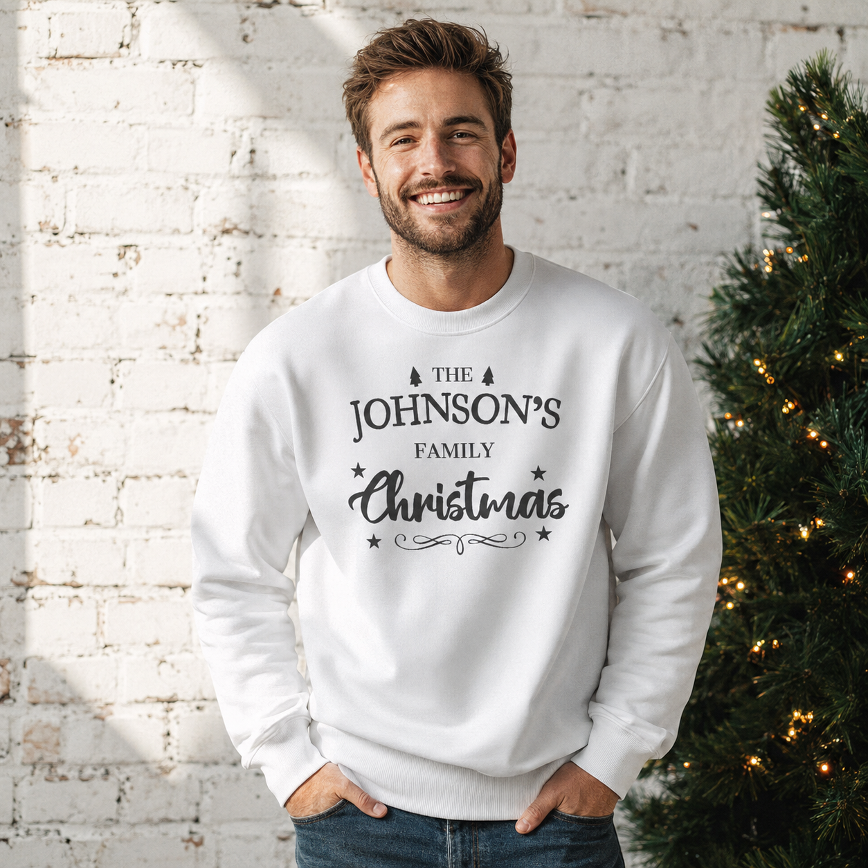 PERSONALISED Christmas At Surname - Christmas Jumper Sweatshirt - All Sizes