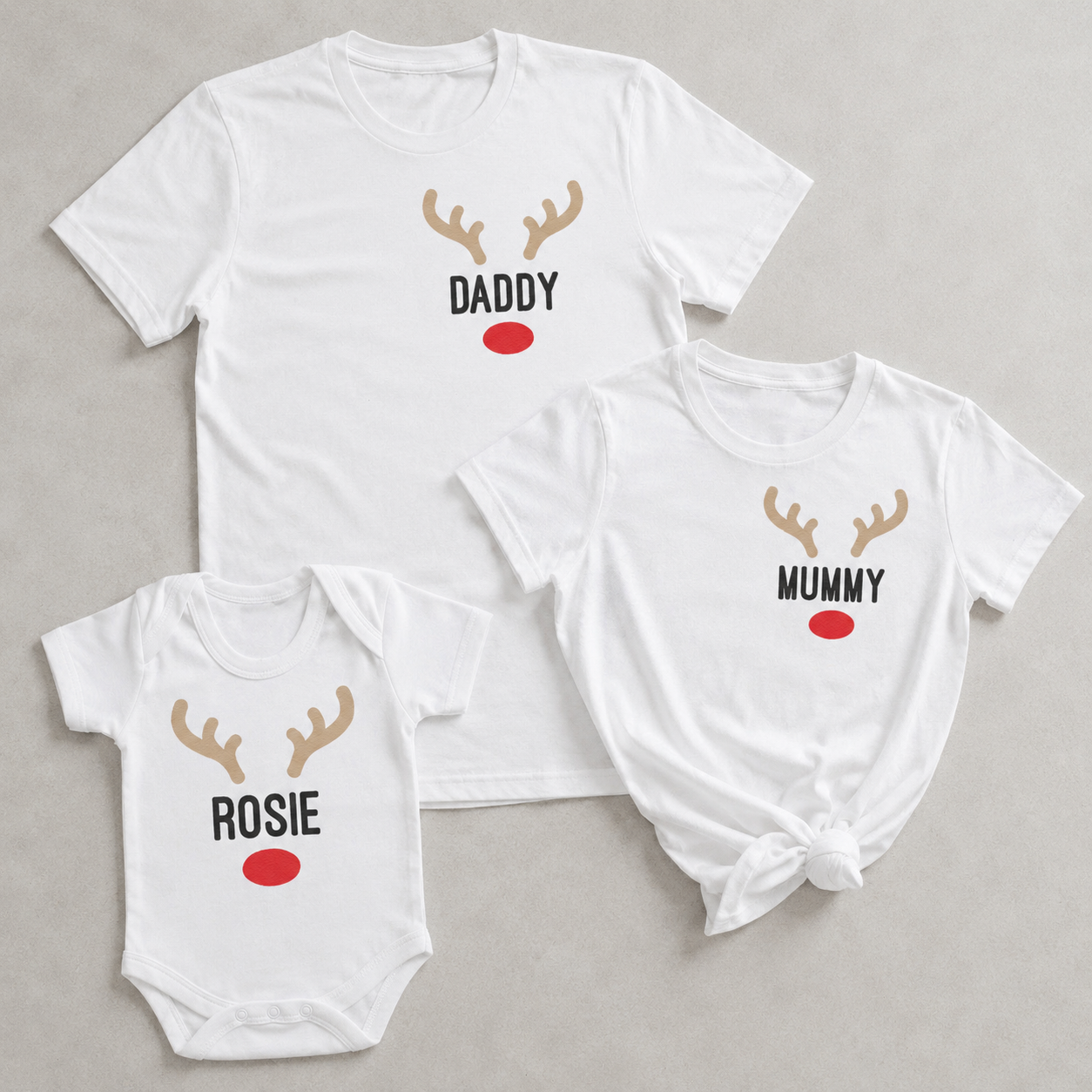 PERSONALISED Reindeer Names Pocket - Family Matching Christmas Tops - Adult, Kids & Baby - (Sold Separately)