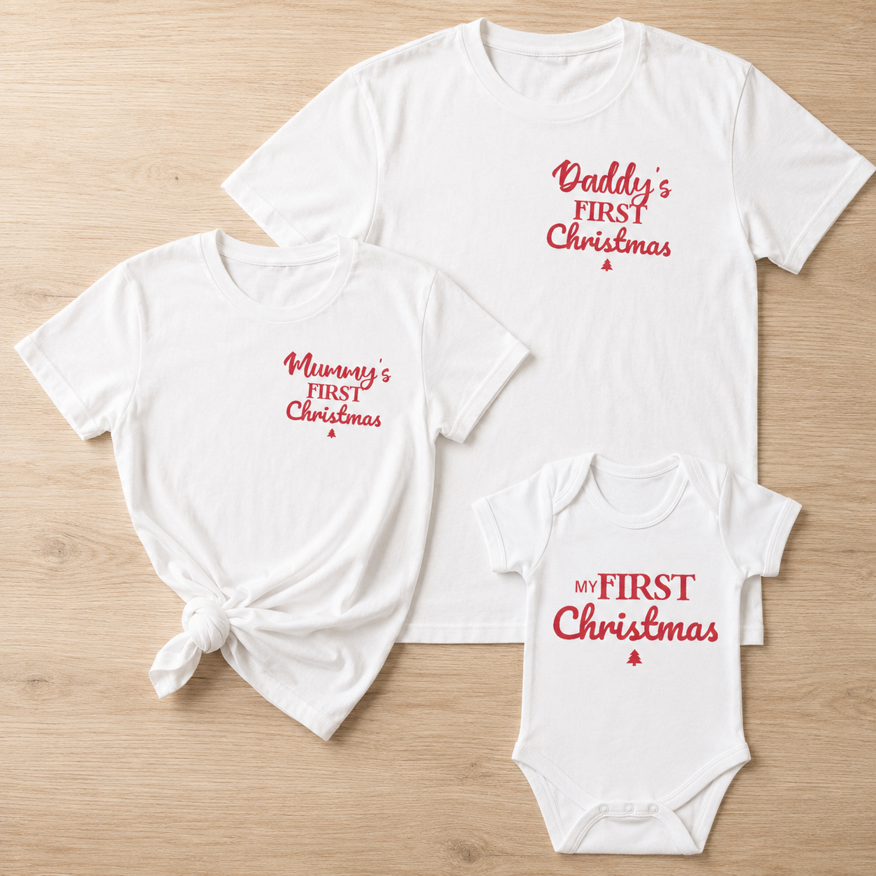First Christmas Pocket Design - Family Matching Christmas Tops - Adult, Kids & Baby - (Sold Separately)