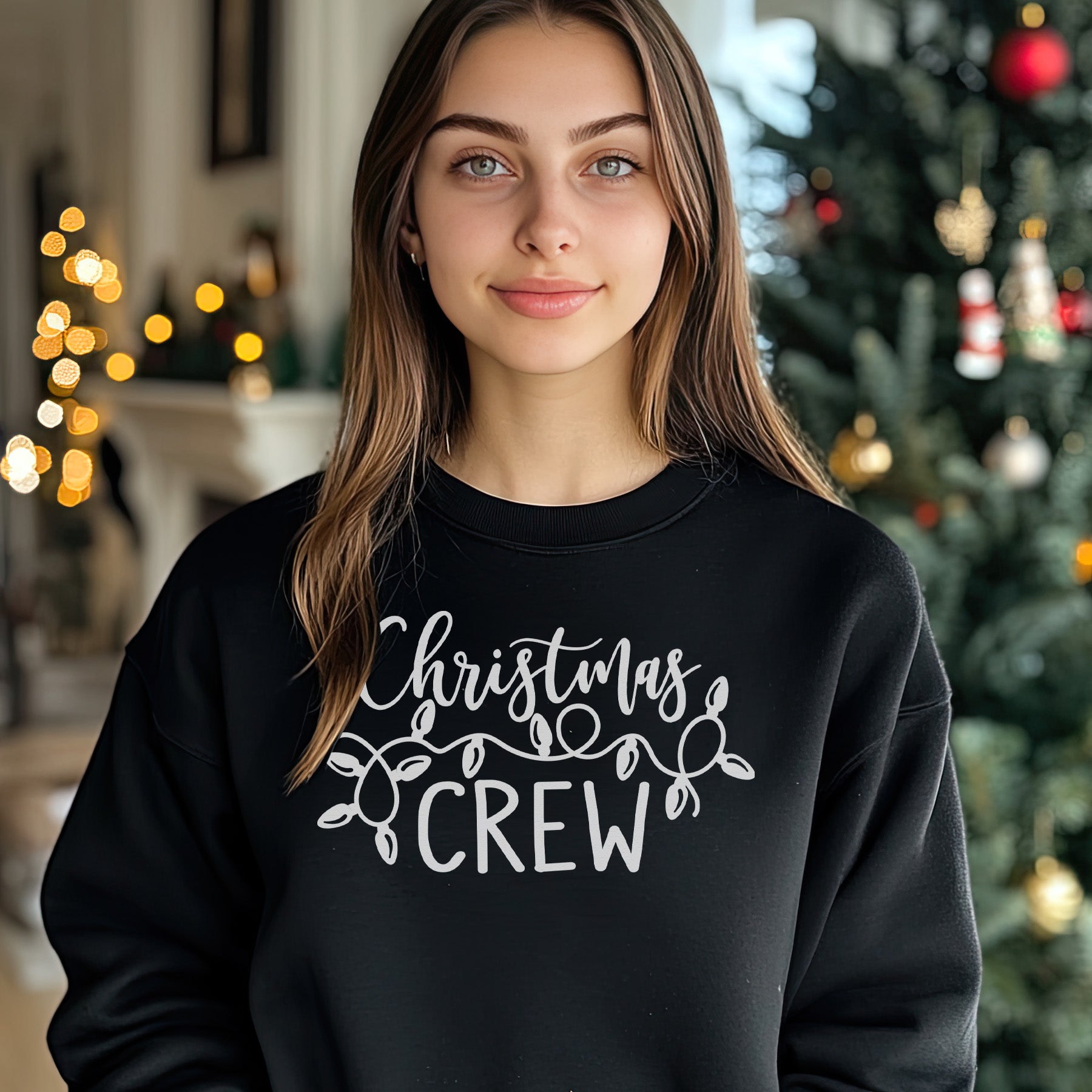 Christmas Crew White Design Christmas Sweater - Christmas Jumper Sweatshirt - All Sizes