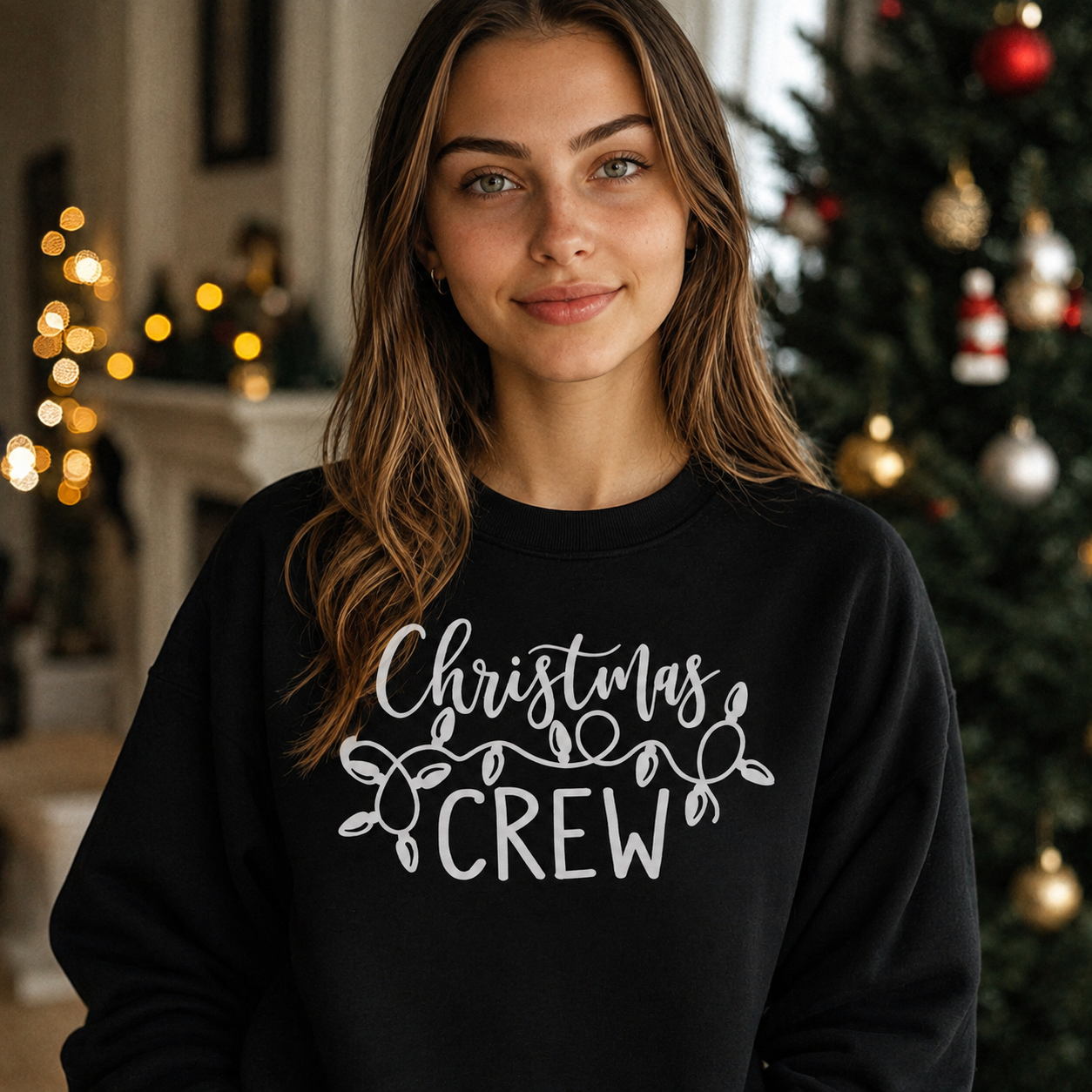 Christmas Crew Weihnachtspullover mit weißem Design – Weihnachtspullover-Sweatshirt – Alle Größen