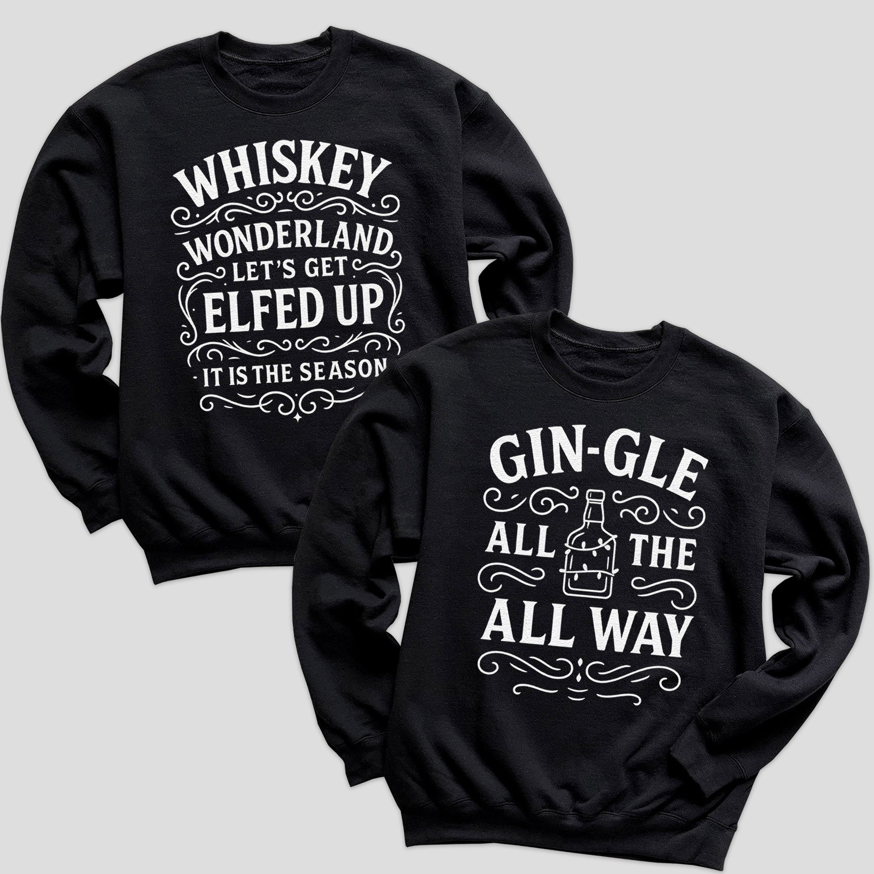 Whisley Wonderland & Gingle All The Way White Design - Christmas Matching - Christmas Sweaters - (Sold Separately)