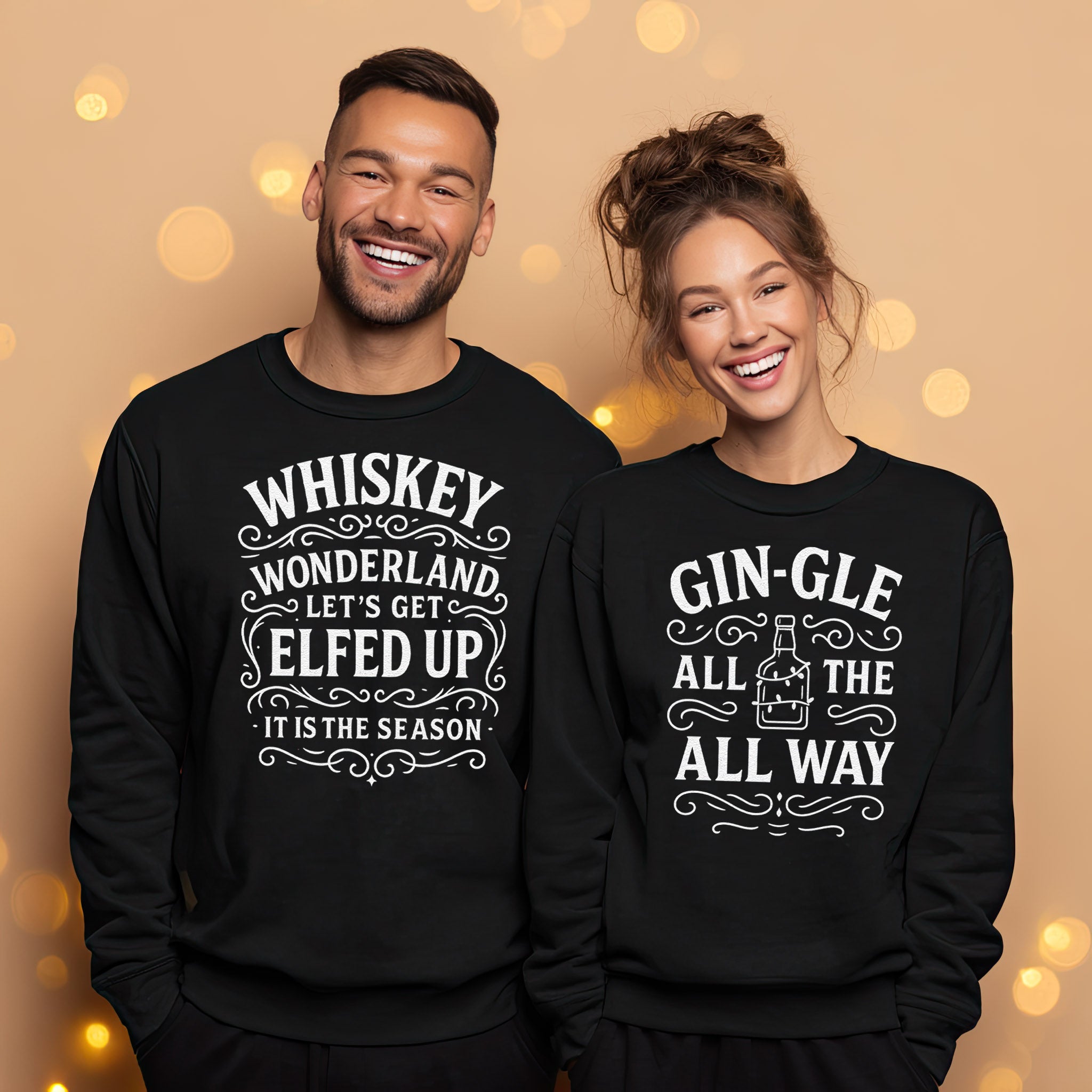 Whisley Wonderland & Gingle All The Way White Design - Christmas Matching - Christmas Sweaters - (Sold Separately)