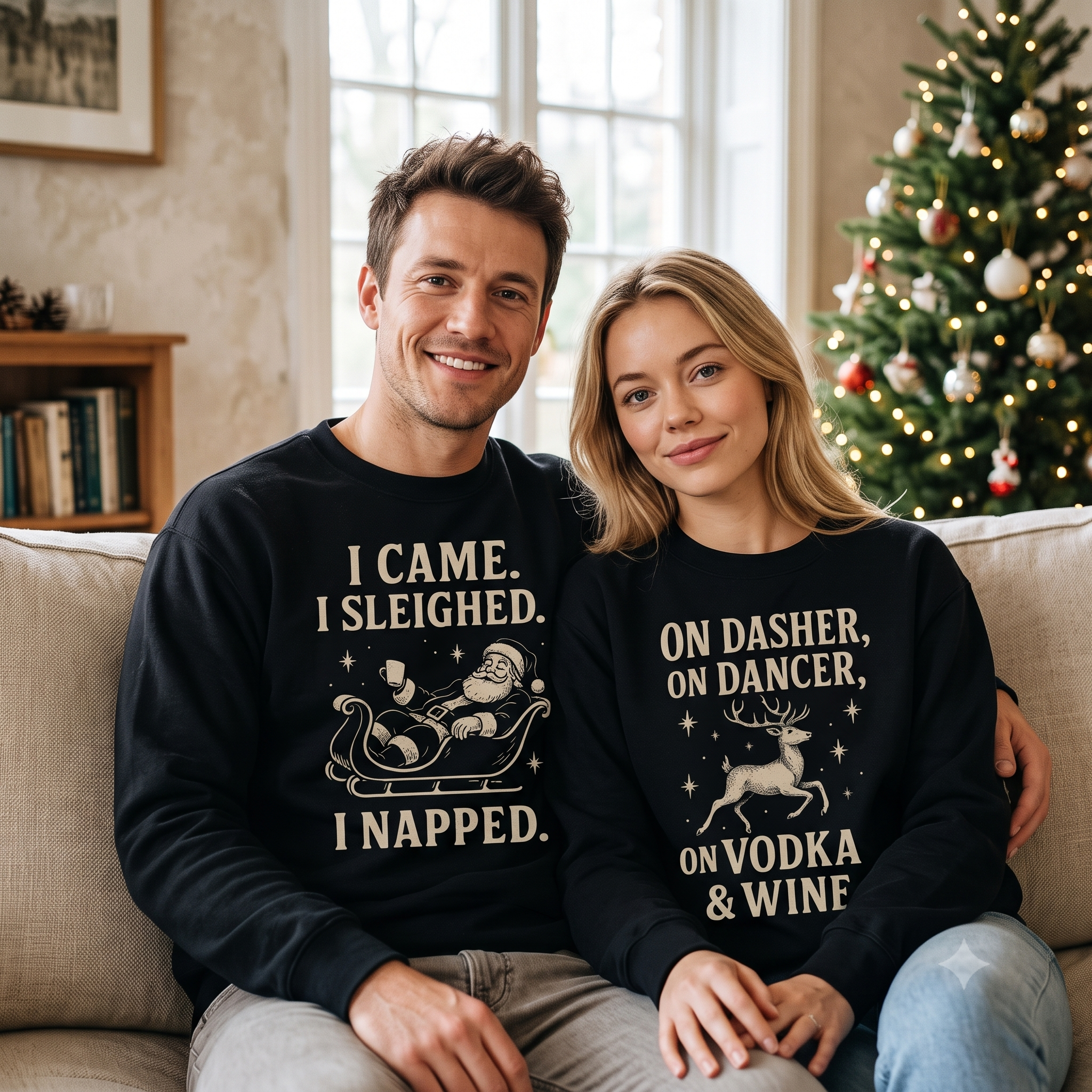 I Came I Sleighed I Napped & On Dasher On Dancer - Christmas Matching - Christmas Sweaters - (Sold Separately)