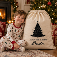 Personalised Name Merry Christmas & Tree - Christmas Santa Gift