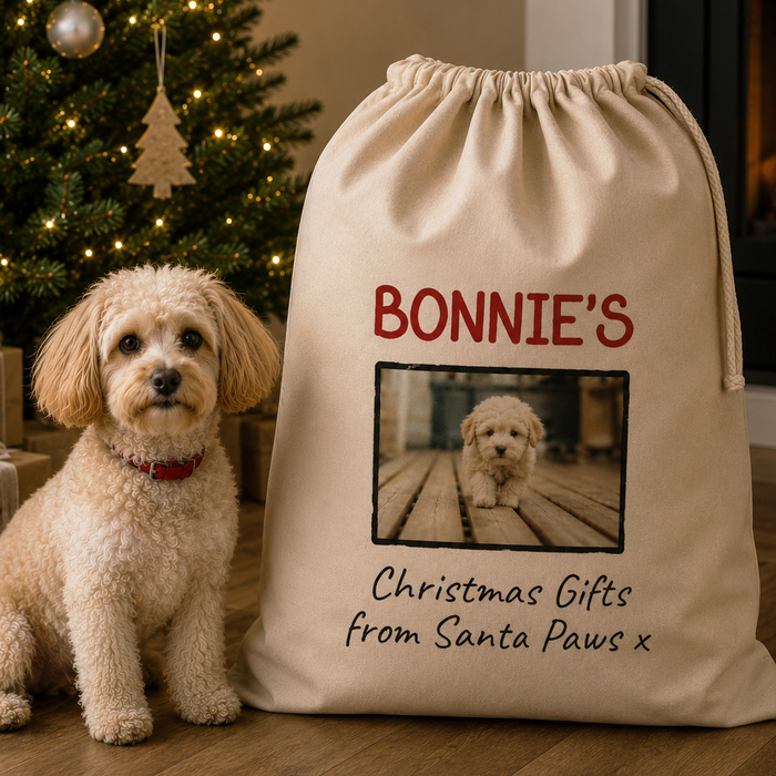 Personalised Photo & Name Christmas Gifts From Santa Paws - Christmas Santa Sack