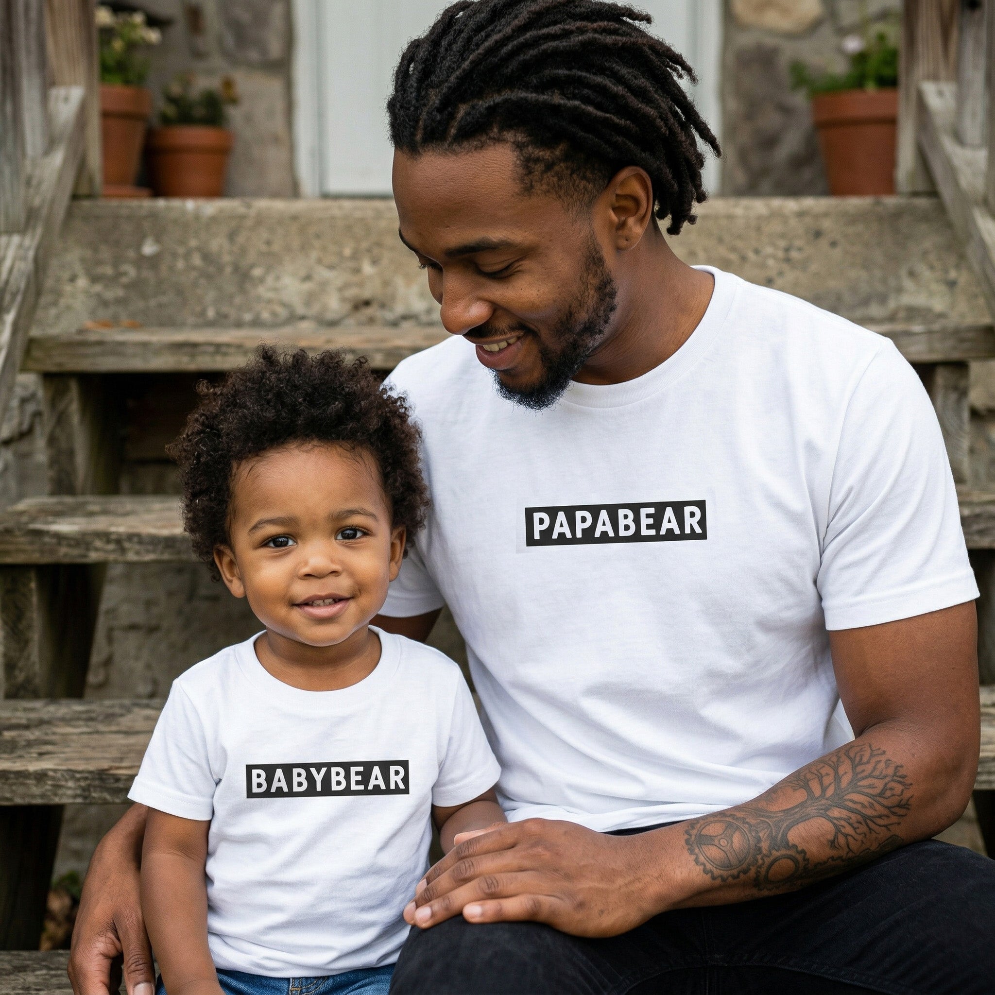Papa Bear & Baby Bear - Baby Bodysuit & Dad's T-Shirt - (Sold Separately)