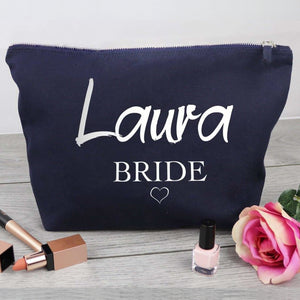 Personalised 'Laura' Bride - Canvas Accessory Make Up Bag