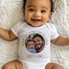PERSONALISED Our First Father's Day Together, Circular Photo & Text - Baby Bodysuit