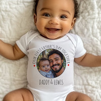 PERSONALISED Our First Father's Day Together, Circular Photo & Text - Baby Bodysuit