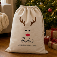Personalised Reindeer Name Chrsitmas Eve Bag - Christmas Eve Sack