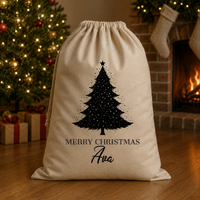 Personalisierter Name Frohe Weihnachten &amp; Baum - Weihnachtsmannsack