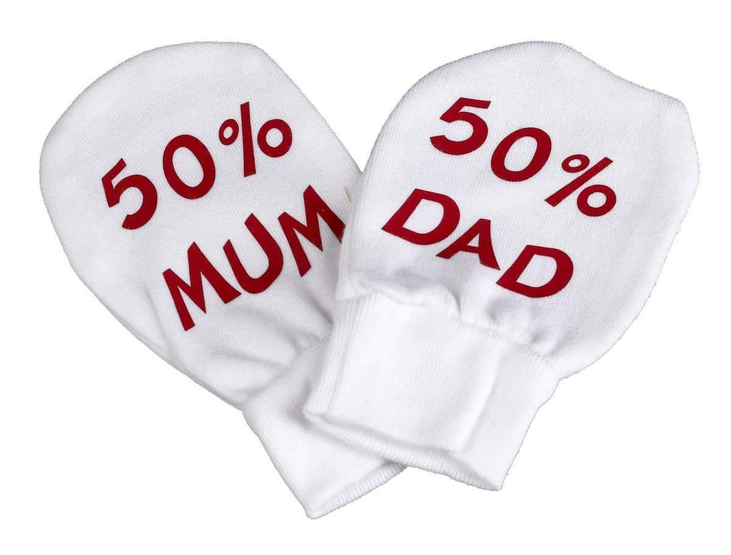 50% Mum & 50% Dad 100% Cotton Scratch Mittens - The Gift Project