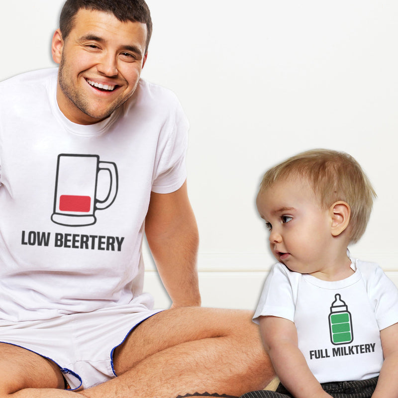 Low Beertery & Full Milktery - Mens T Shirt & Baby Bodysuit - (Sold Separately)