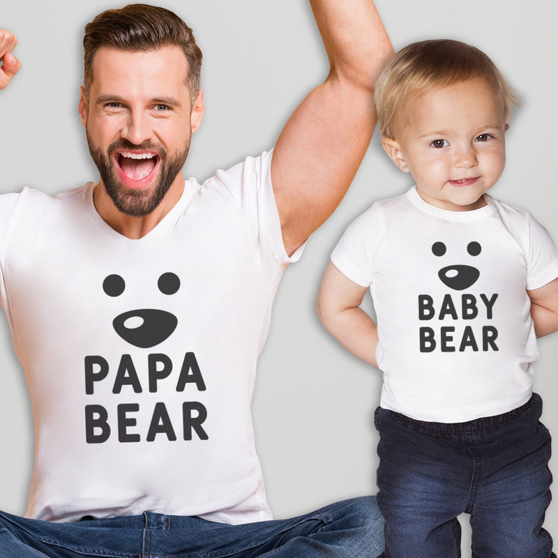 Papa Bear & Baby Bear Face - T-Shirt & Bodysuit / T-Shirt - (Sold Separately)
