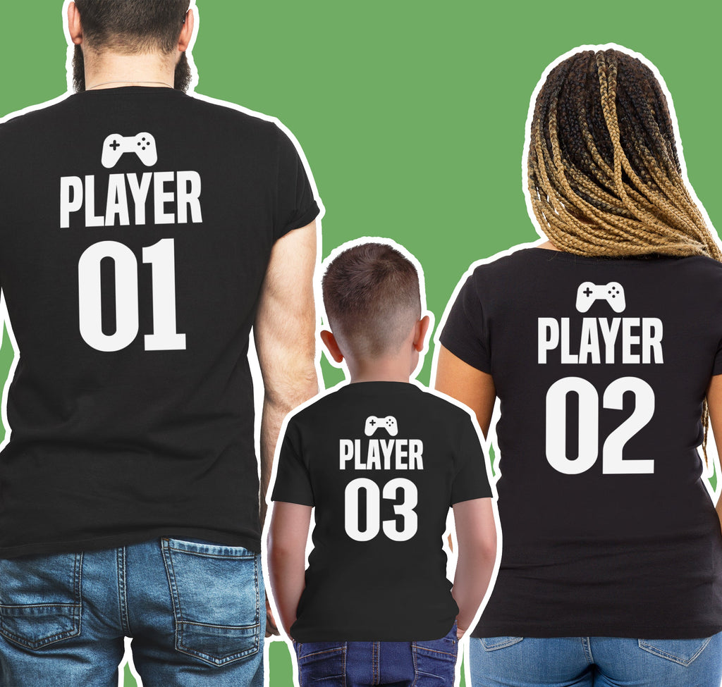 Player 01, Player 02, Player 03 - Whole Family Matching - Family Matching Tops - (Sold Separately)