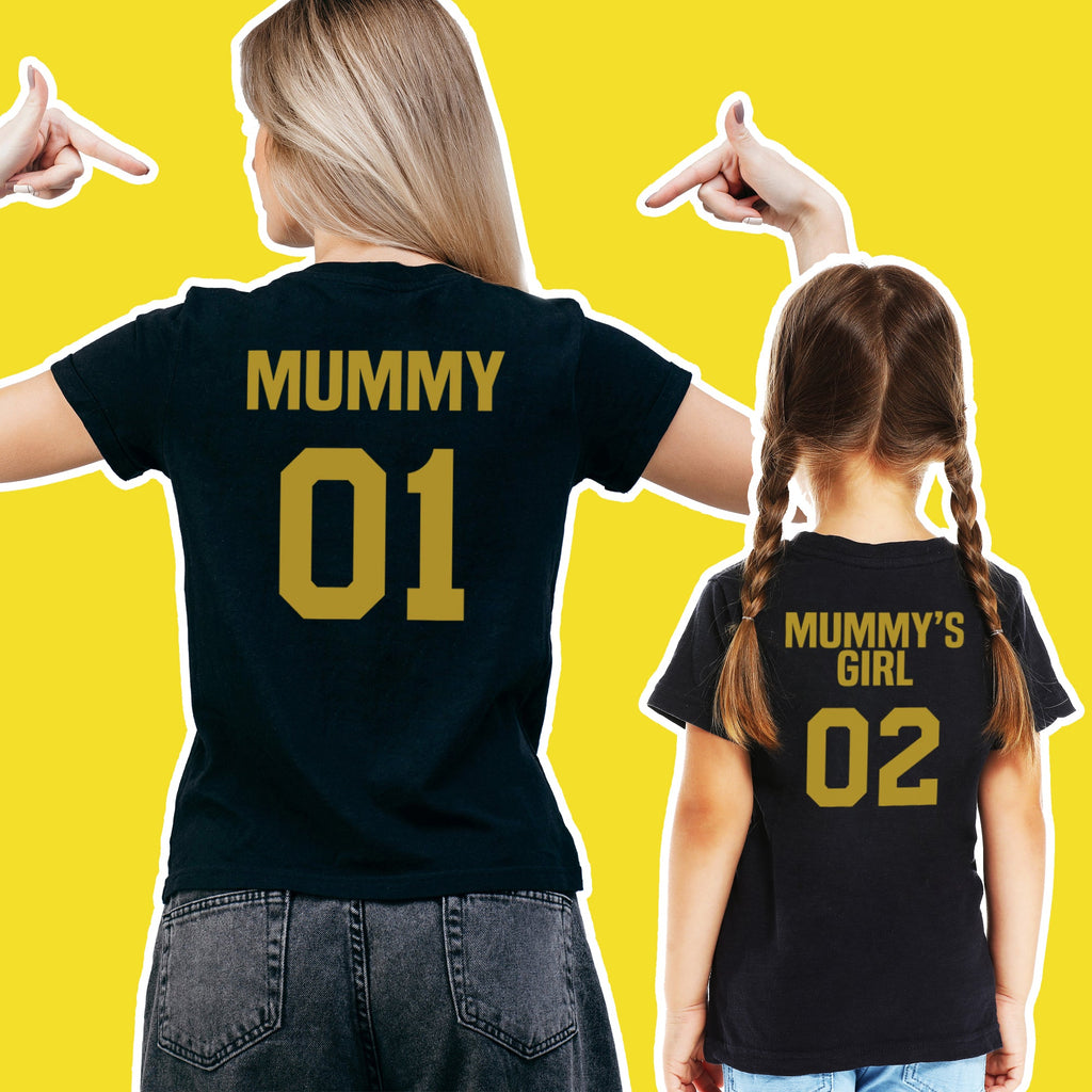 Mummy 01 & Mummy's Girl 02 - Baby T-Shirt & Bodysuit / Mum T-Shirt Matching Set - (Sold Separately)