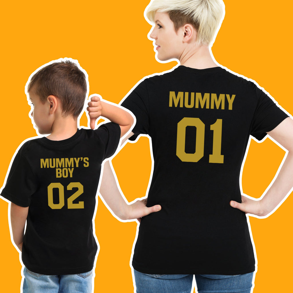 Mummy 01 & Mummy's Boy 02 - Baby T-Shirt & Bodysuit / Mum T-Shirt Matching Set - (Sold Separately)