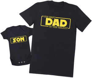 Boxed Best Dad & Son In The Galaxy - Dad T-shirt and Baby Vest (4769800781873)