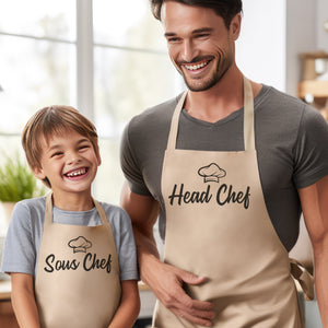 Head Chef & Sous Chef - Adult & Kids Aprons - (Sold Separately)