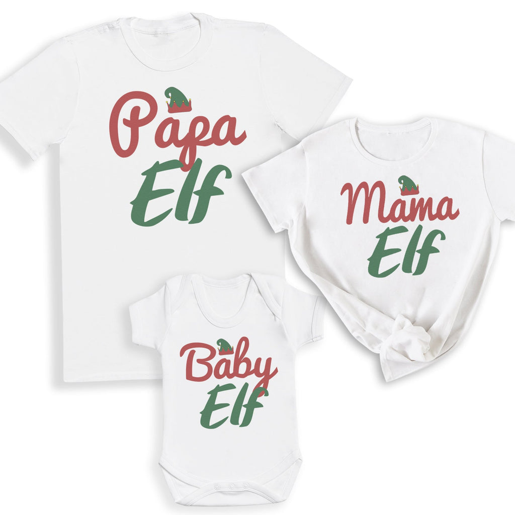 Papa, Mama & Baby Elf - Family Matching Christmas Tops - Adult, Kids & Baby - (Sold Separately)
