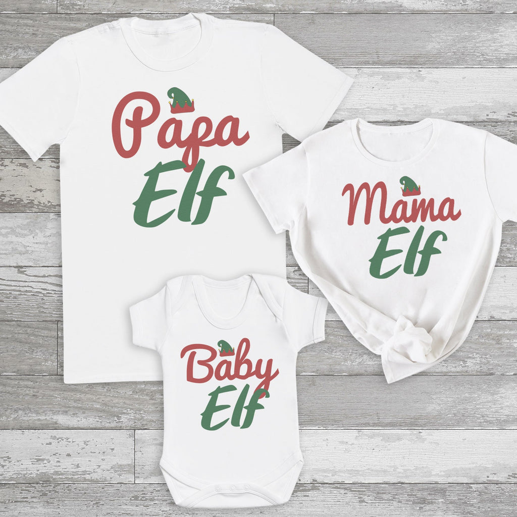 Papa, Mama & Baby Elf - Family Matching Christmas Tops - Adult, Kids & Baby - (Sold Separately)
