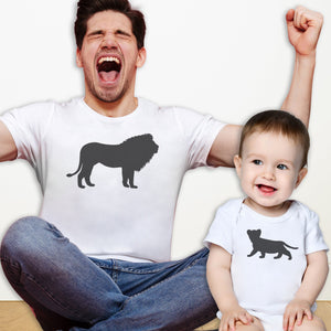 Lion & Cub - Matching Set - Baby / Kids T-Shirt & Dad T-Shirt - (Sold Separately)