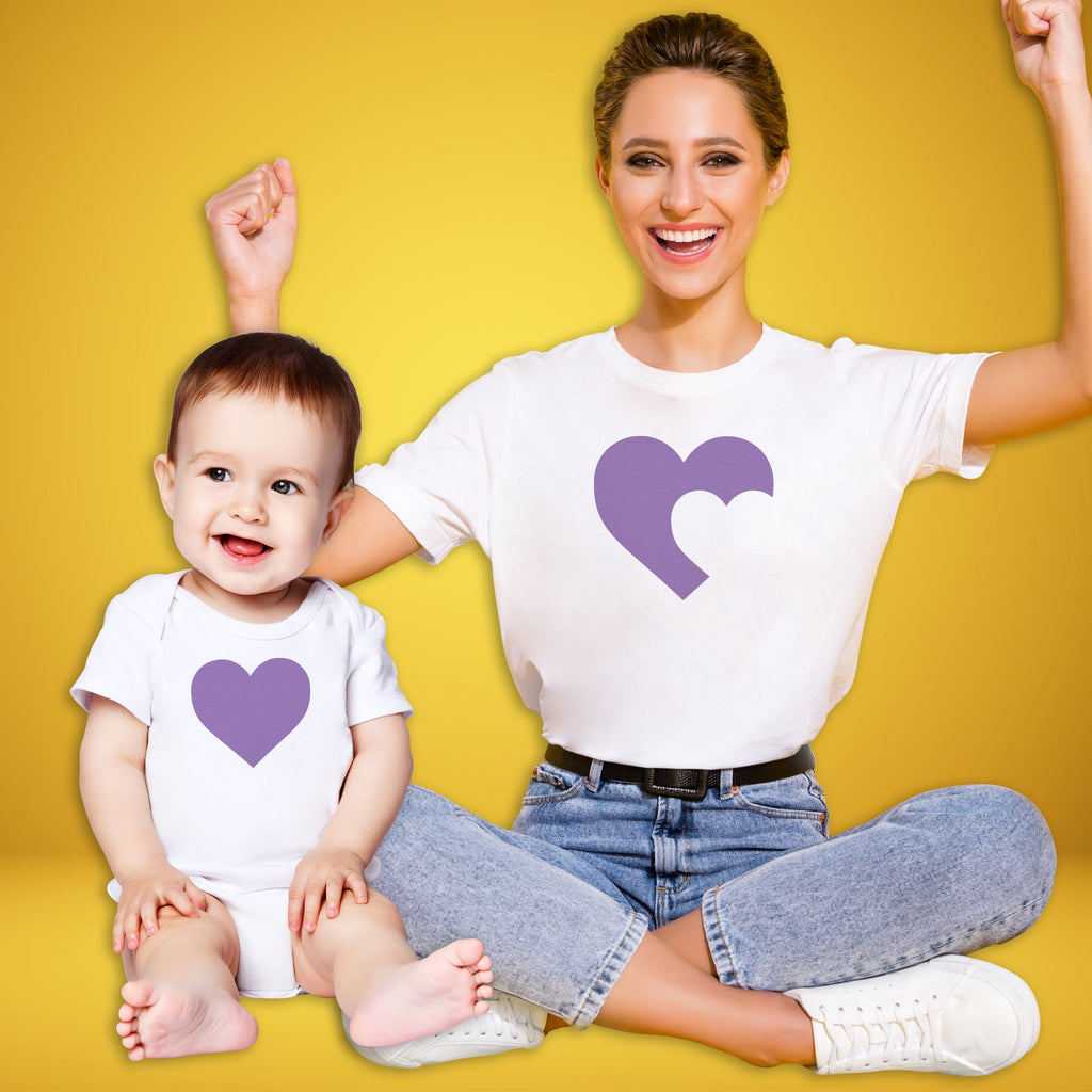 Purple Heart - Baby T-Shirt & Bodysuit / Mum T-Shirt Matching Set - (Sold Separately)