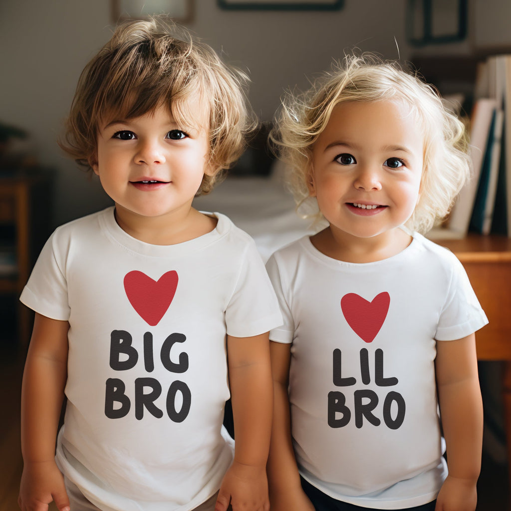 Big Bro & Lil Bro Heart - Matching Brothers Set - Matching Sets - 0M upto 14 years - (Sold Separately)