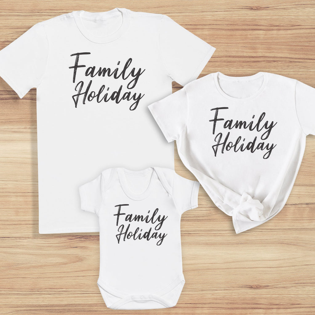 Family Holiday - Matching Family Holiday Set - Baby Bodysuit & Kids T-Shirt, Mum & Dad T-Shirt - (Sold Separately)