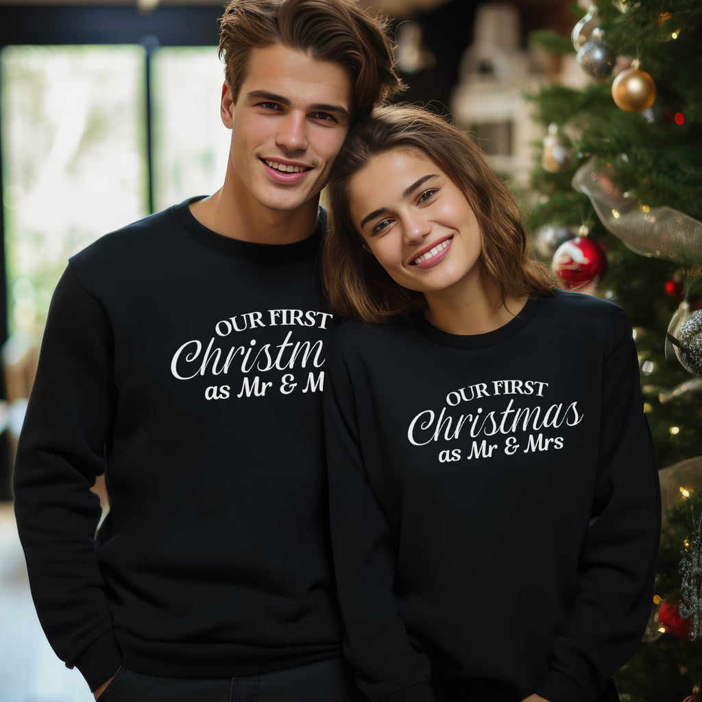 Our First Christmas As Mr & Mrs Christmas Sweater - Christmas Jumper Sweatshirt - All Sizes - (Sold Separately)