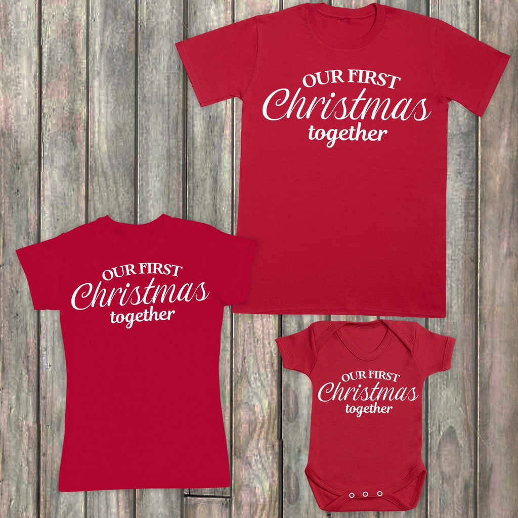 First Christmas Together - Family Matching Christmas Tops - Red T-Shirts - (Sold Separately)