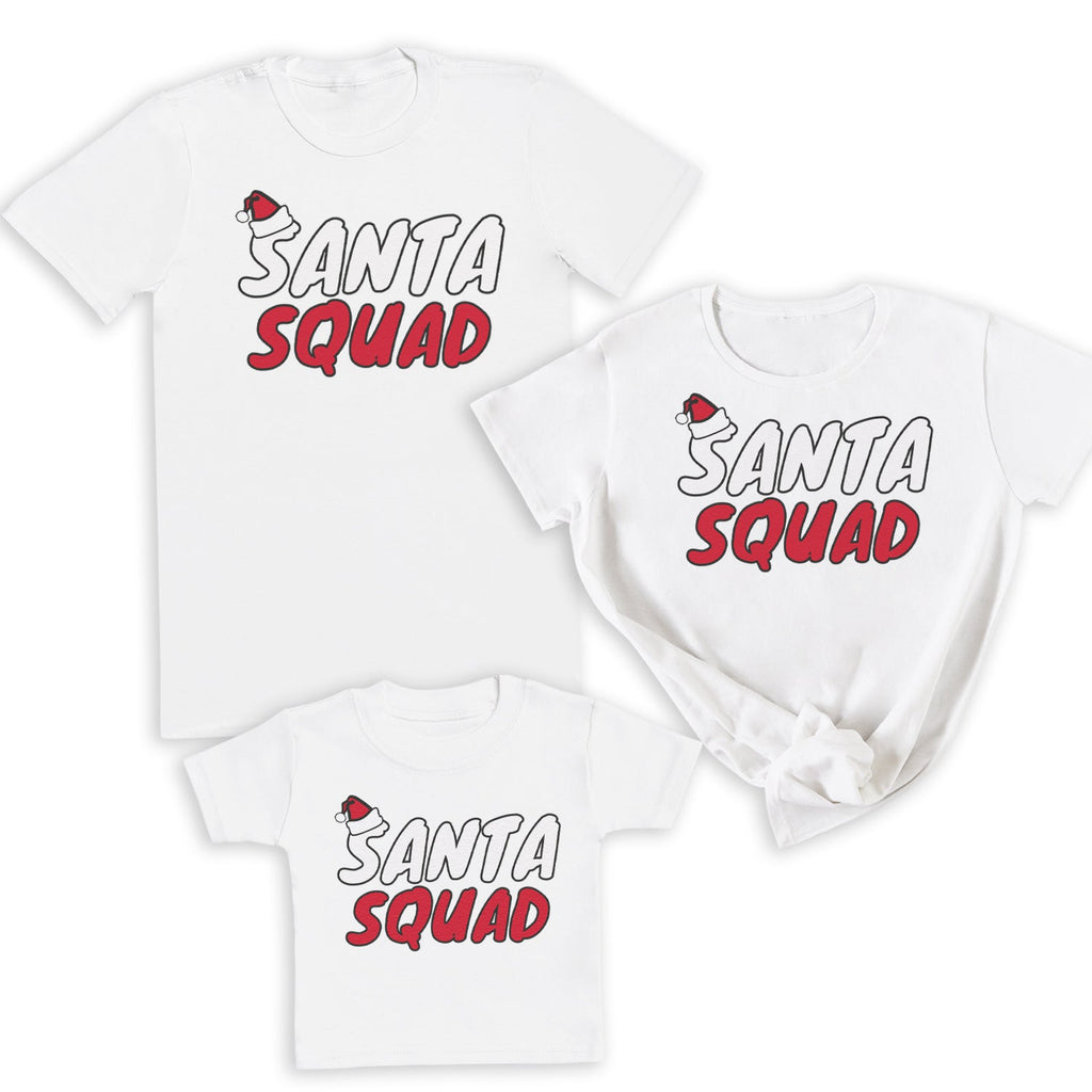 Santa Squad Family Matching Christmas Tops - White T-Shirts - (Sold Separately)