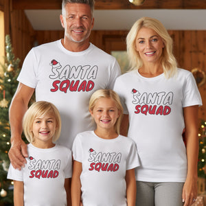 Santa Squad Family Matching Christmas Tops - White T-Shirts - (Sold Separately)