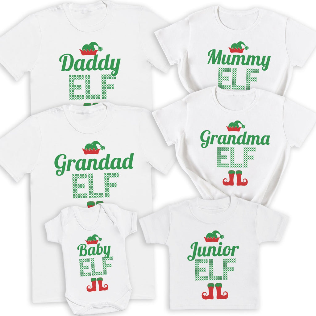 Full Family Elf Retro with Feet - Family Matching Christmas Tops - Adult, Kids & Baby - (Sold Separately)