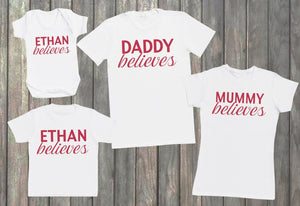 We Believe Family Matching Christmas Tops - White T-Shirts (4791727292465)