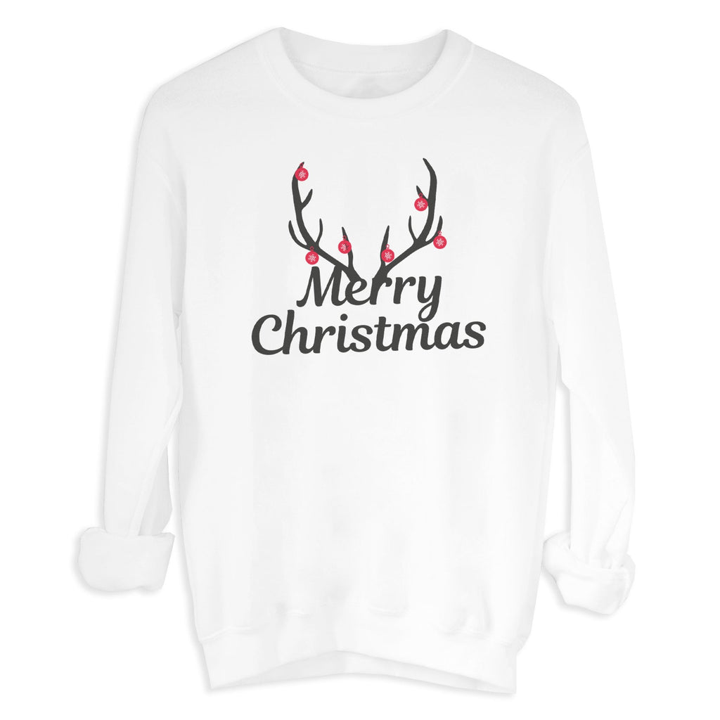 Merry Christmas Antlers Christmas Sweater - Christmas Jumper Sweatshirt - All Sizes