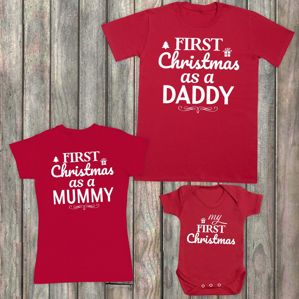 First Christmas - Family Matching Christmas Tops - Red T-Shirts - (Sold Separately)