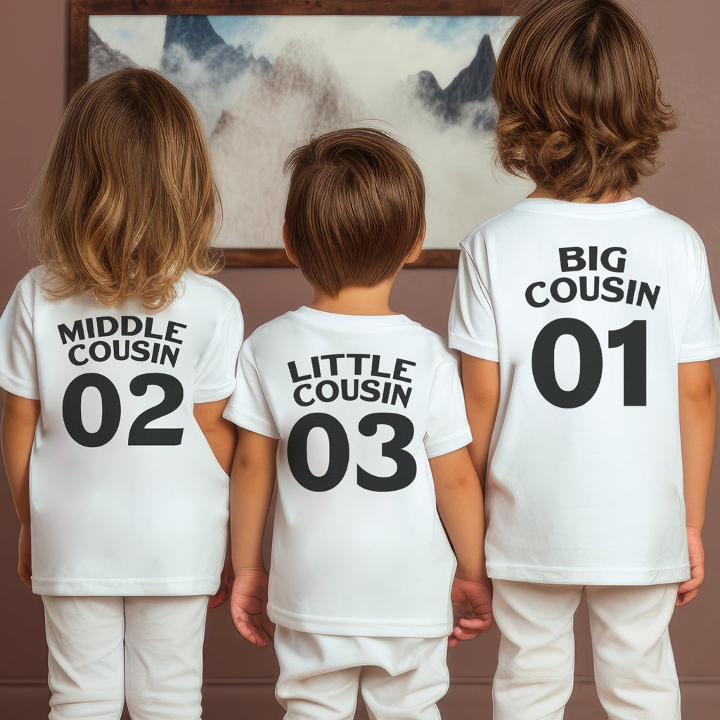 Big, Middle, Little Cousin - Matching Cousins Set - Selection Of Clothing - 0M to 14 years - (Sold Separately)
