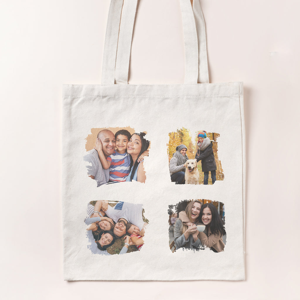 Personalised 4 Photo Squres - Canvas Tote Bag