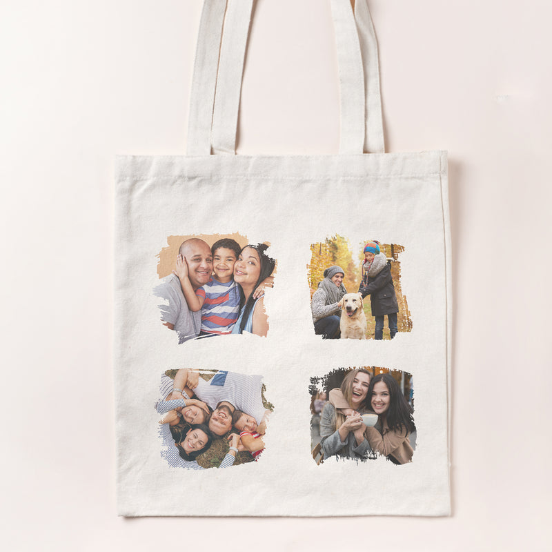 Personalised 4 Photo Squres - Canvas Tote Bag