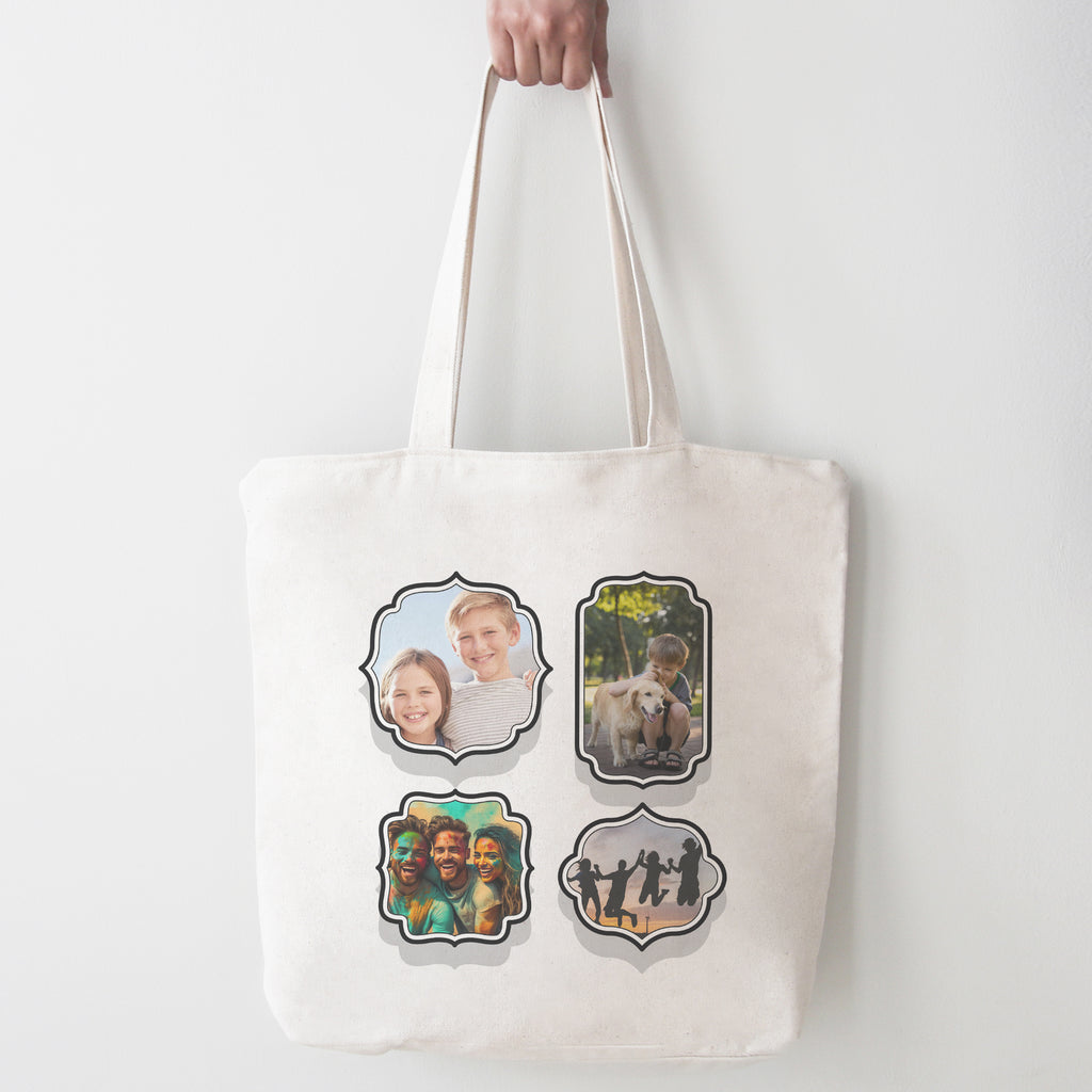Personalised Photo 4 Frames - Canvas Tote Bag