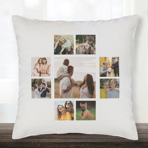 Personalised 9 Photo Collage Upload - Printed Cushion Cover - One Size