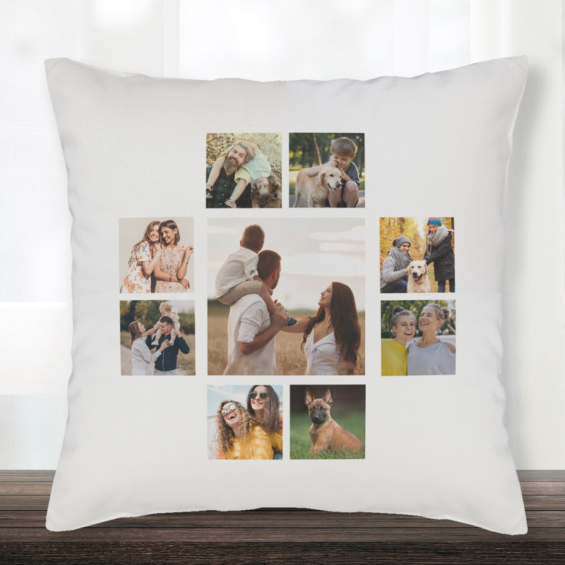 Personalised 9 Photo Collage Upload - Printed Cushion Cover - One Size