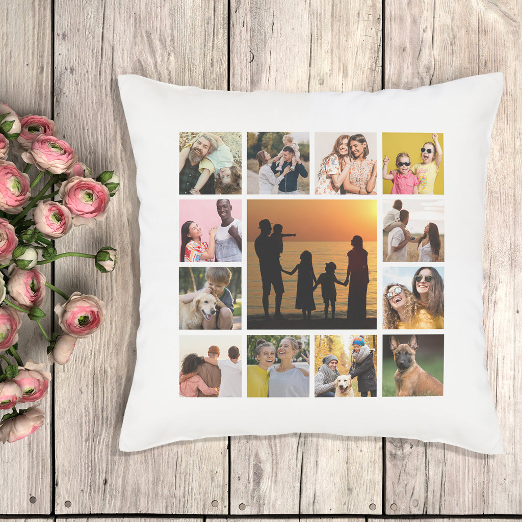 Personalised 13 Photo Collage Upload - Printed Cushion Cover - One Size