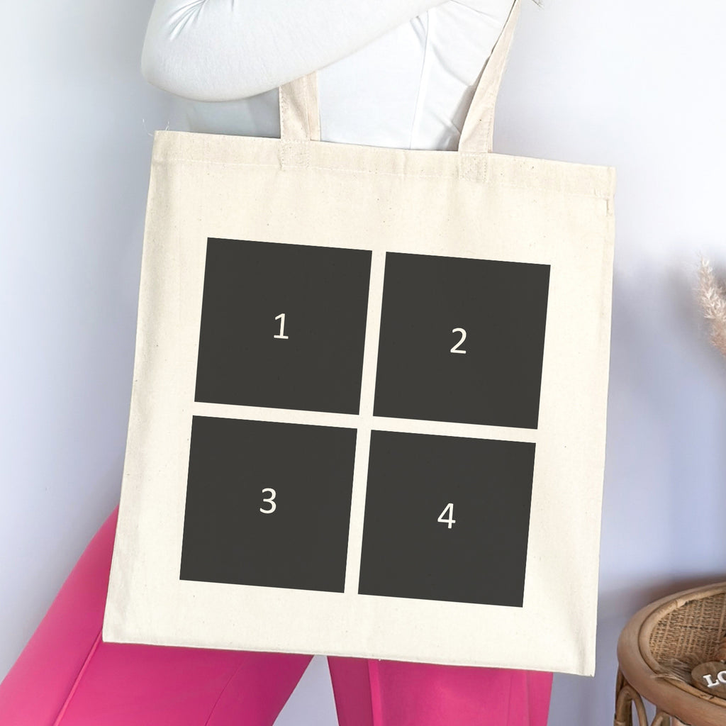 Personalised 4 Photo Collage Upload - Canvas Tote Bag
