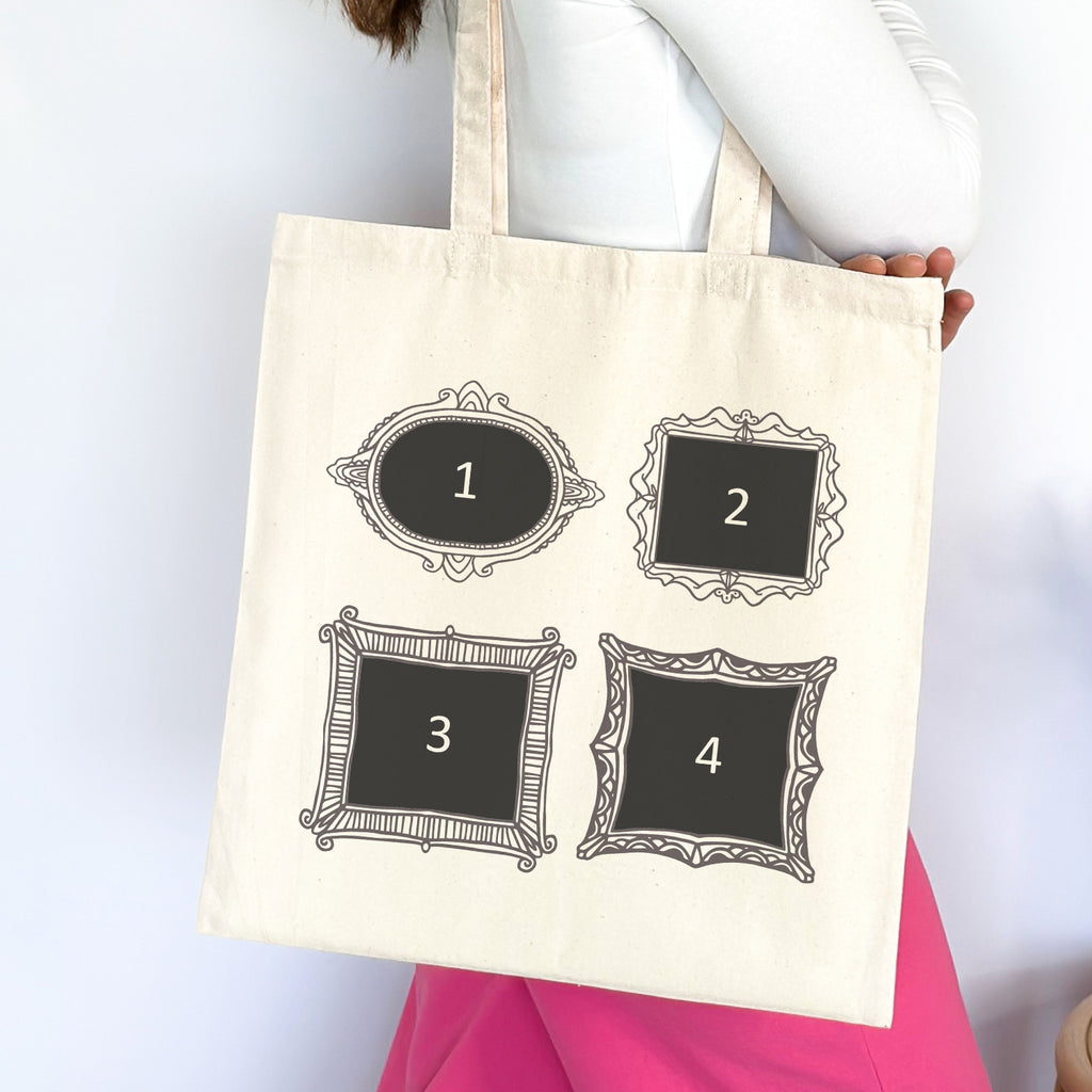 Personalised 4 Photo Frame Choices - Canvas Tote Bag