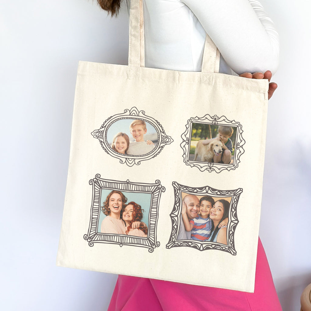 Personalised 4 Photo Frame Choices - Canvas Tote Bag