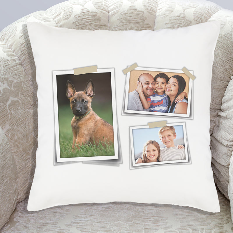 Personalised 3 Photo Polaroids - Printed Cushion Cover - One Size